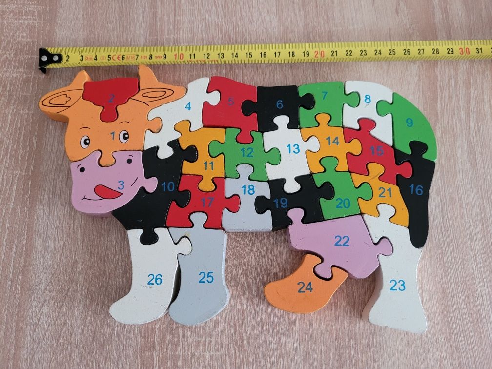 Puzzle drewniane nauka liter i liczb