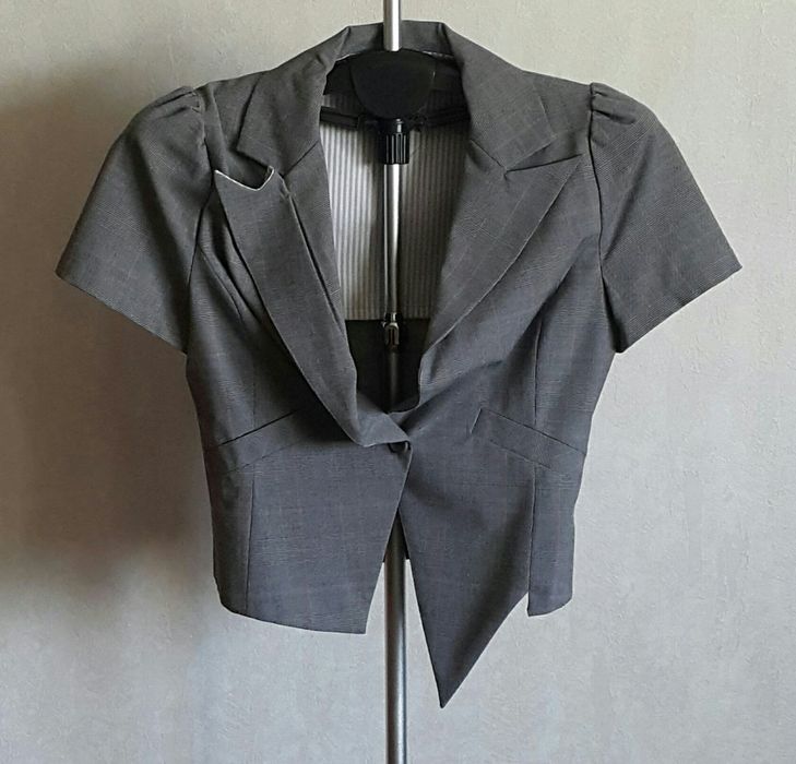 Жіночий жакет піджак короткий сірий на літо та весну Женский пиджак жа