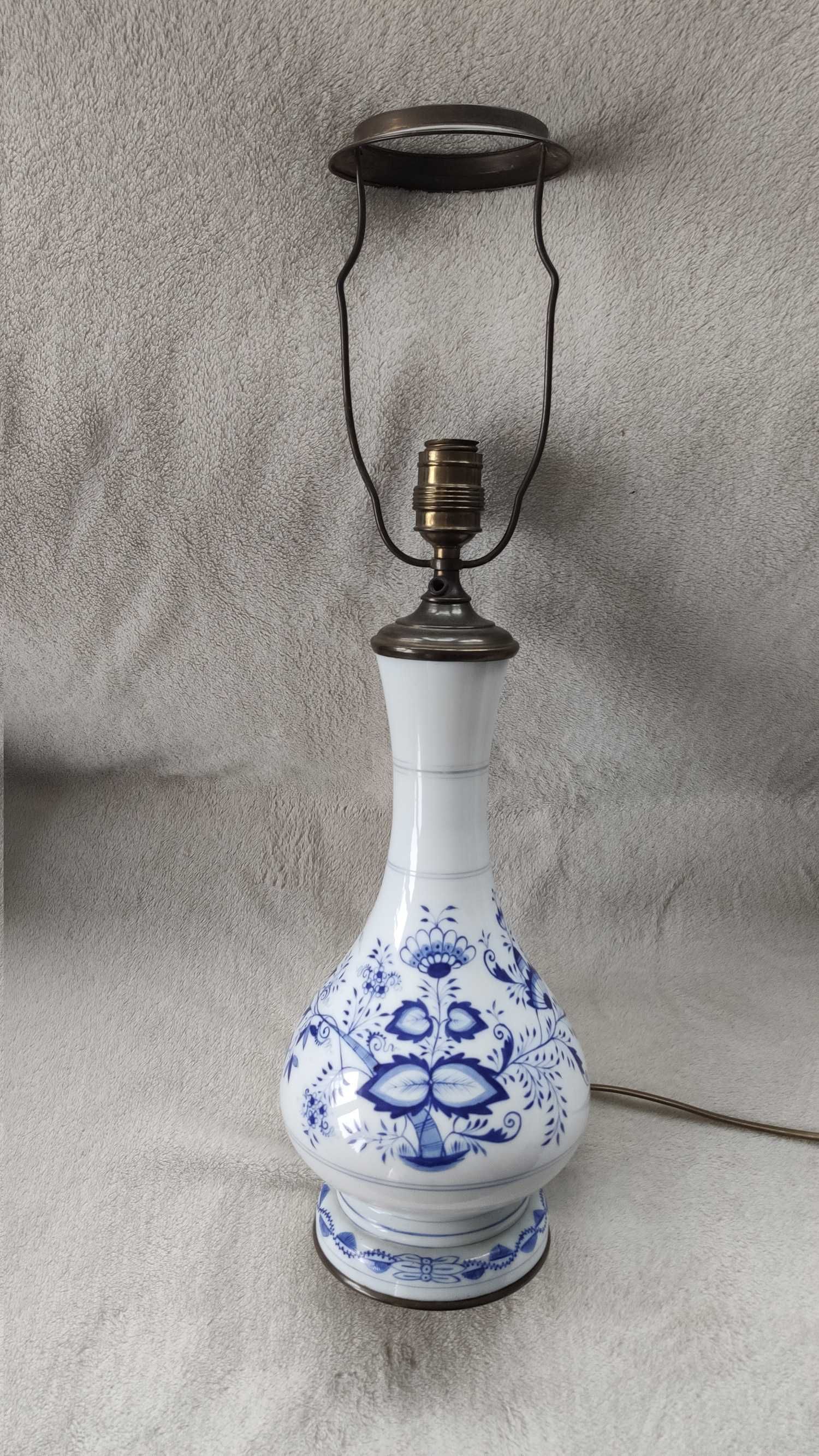 Lampa porcelanowa stojąca - wzór cebulowy