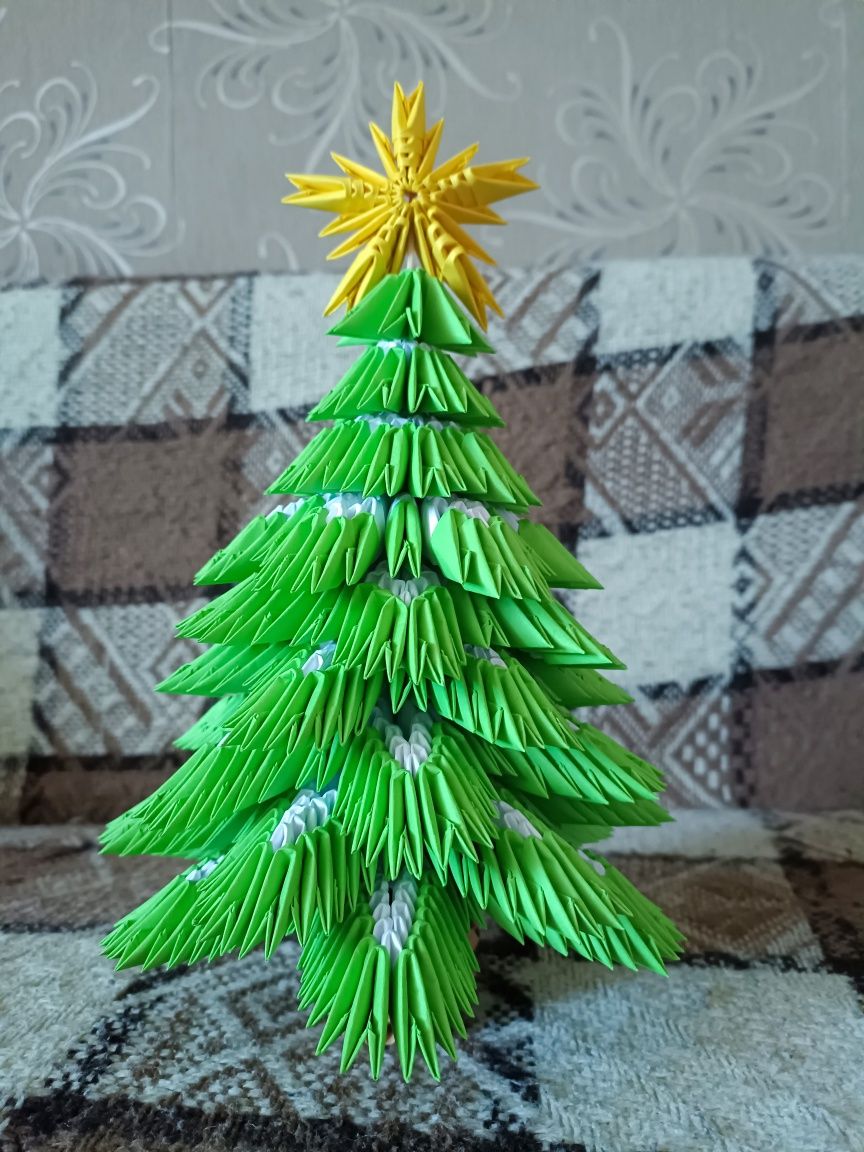 Choinka ze śniegiem Origami Modułowe 3D