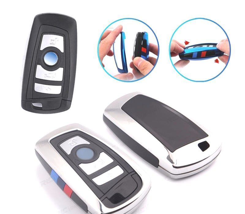 CAPA CHAVE BMW QUADRADA CROMADO E PRETO