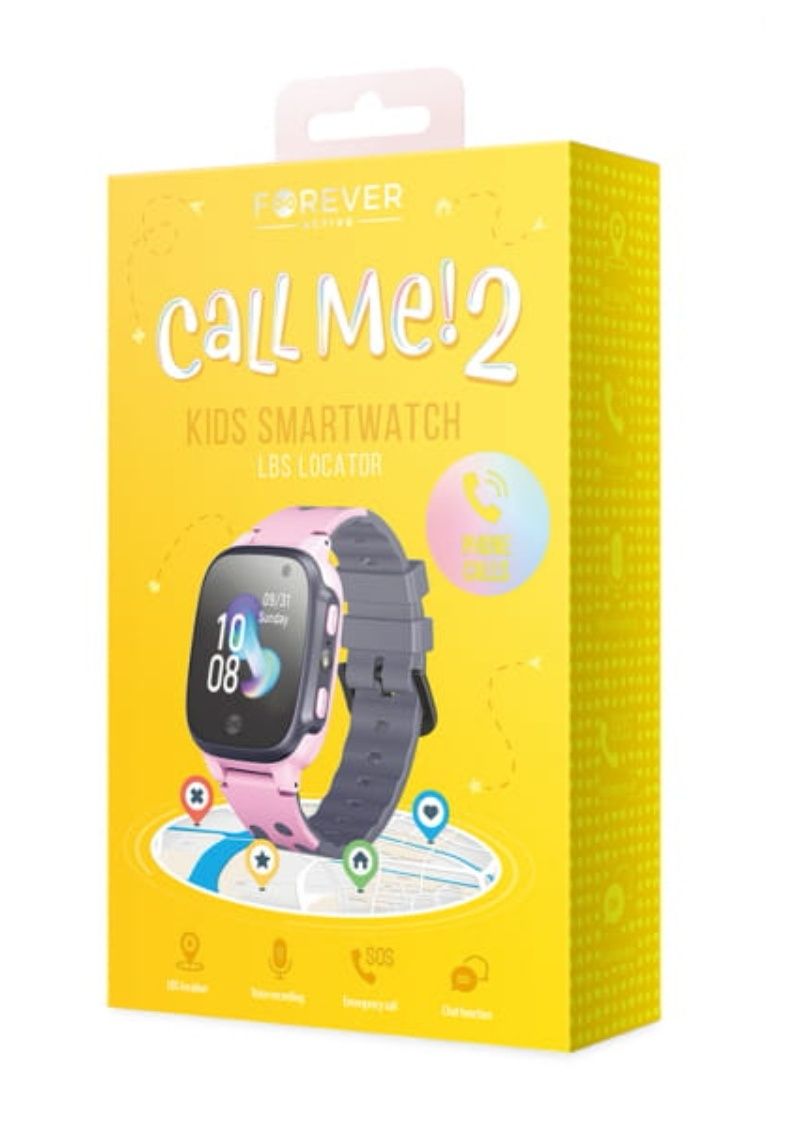 Smartwatch, Forever, Call Me 2, KW-60, różowy, zegarek, dziecko