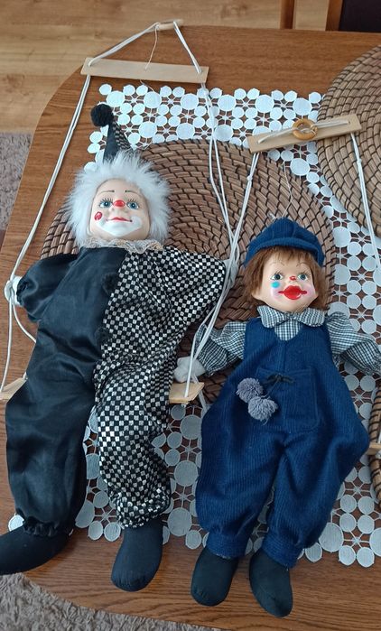 Lalki porcelanowe, Vintage 2 szt Klaun ,harlekin,