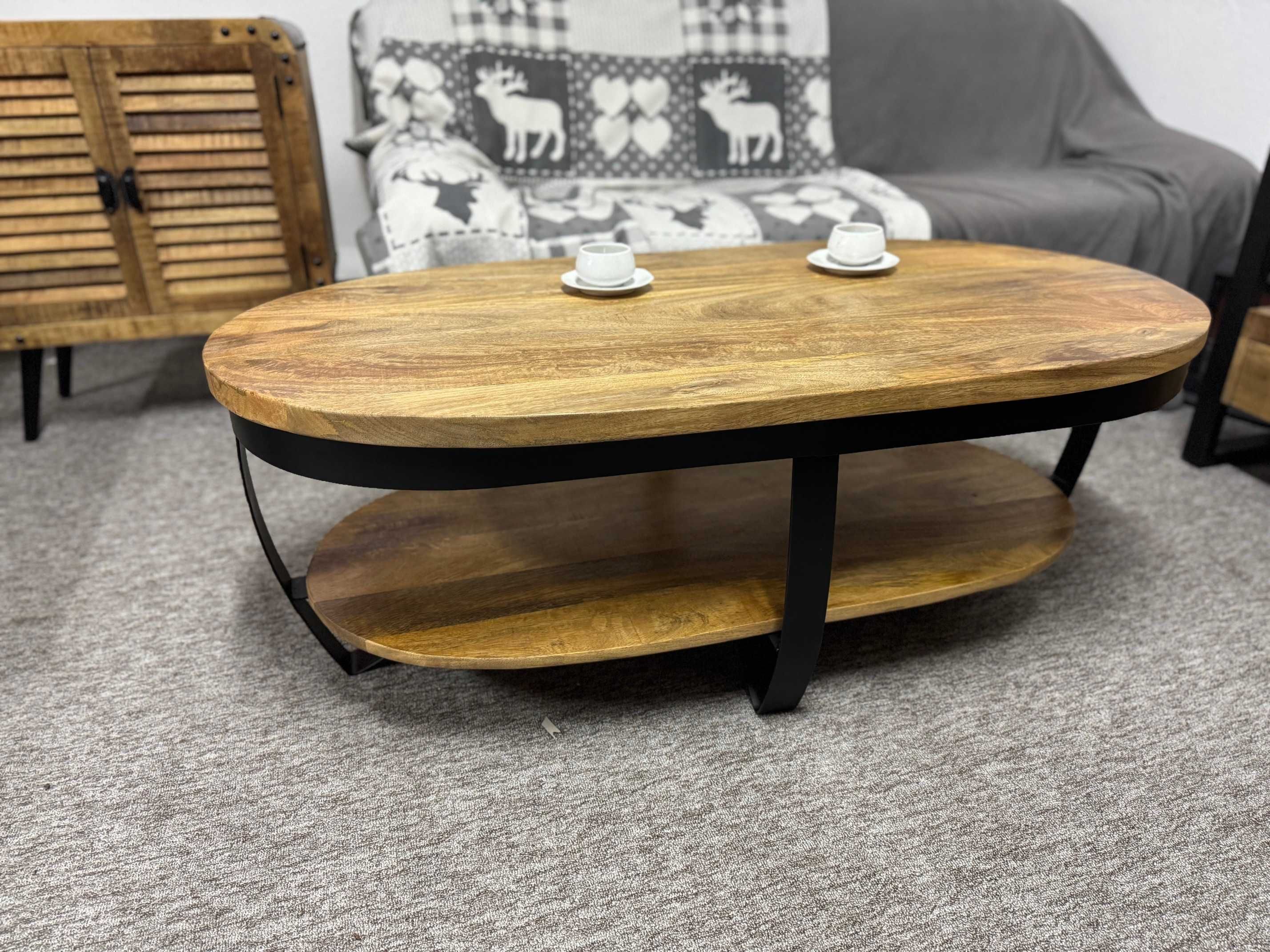 Wyjatkowy Eliptyczny stolik do salonu, kawowy... styl LOFT  nowy F-Vat