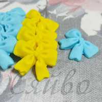 Прикраси на торт цукрові фігурки набір Бантики жовто-блакитні