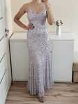 Suknia maxi beauut asos 34 XS liliowa cekinowa z trenem wesele