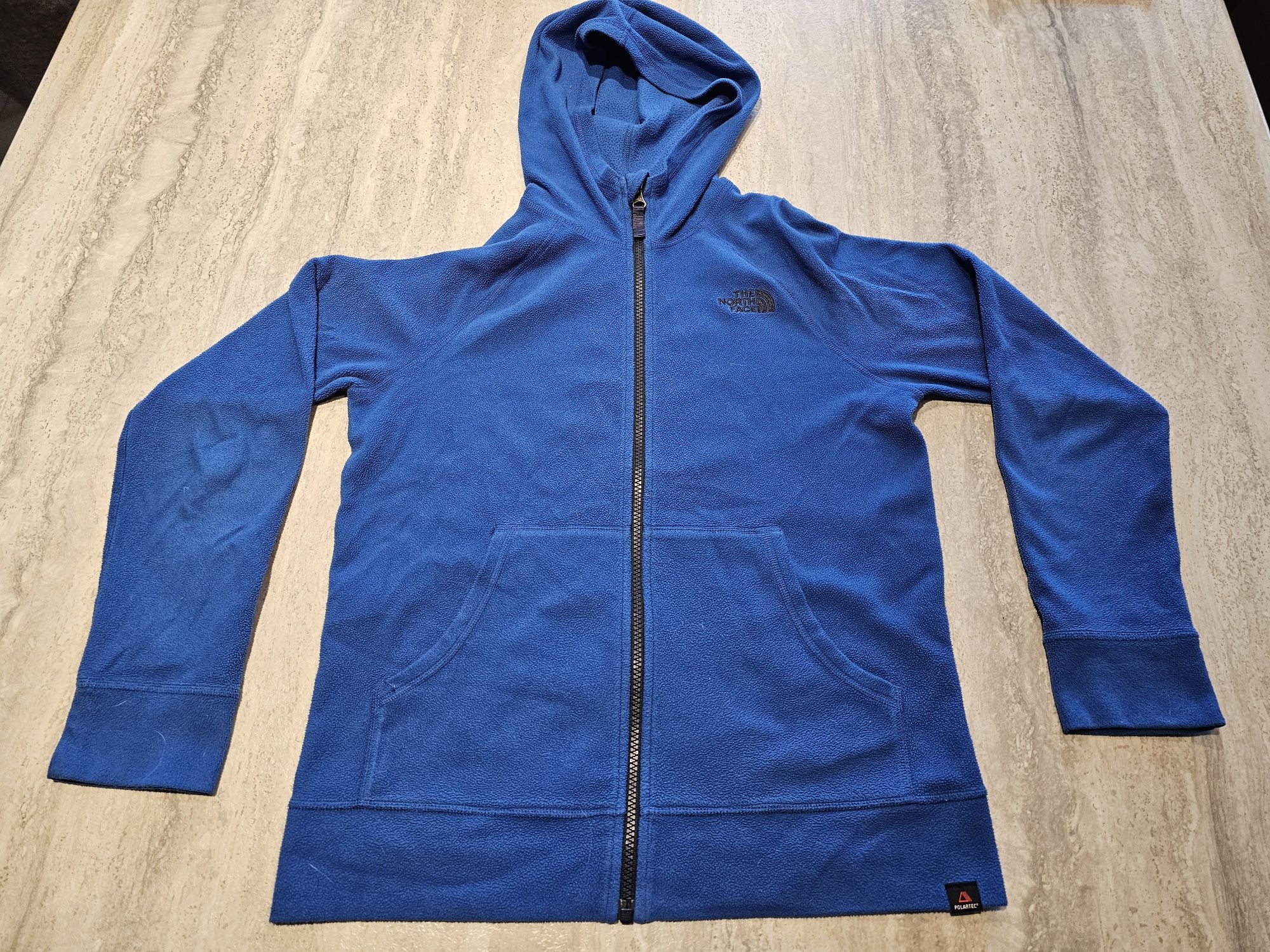 North Face TNF bluza polar rozpinana z kapturem niebieska chłopiec L 1