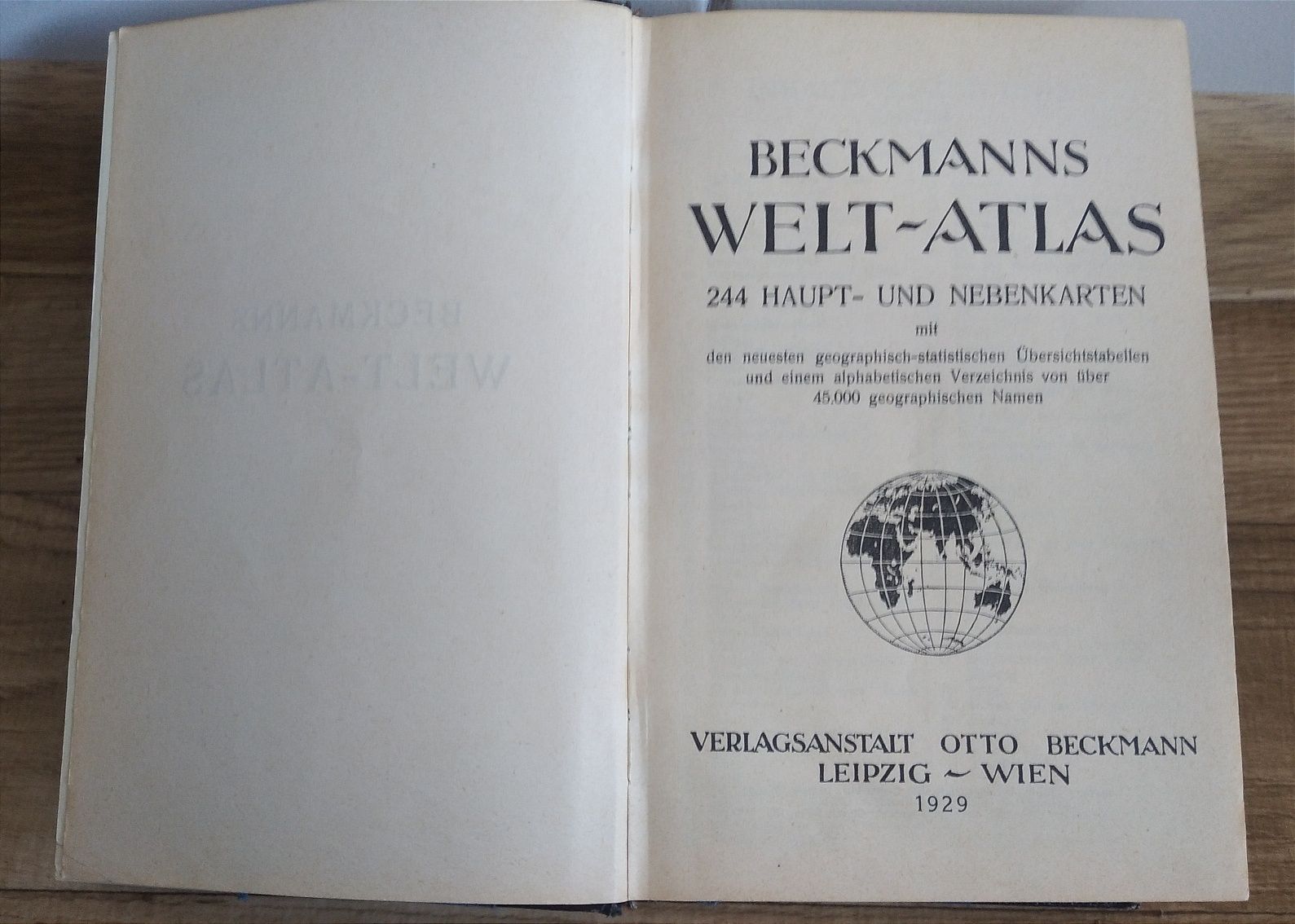 Stara książka Welt Atlas Beckmanns 1929