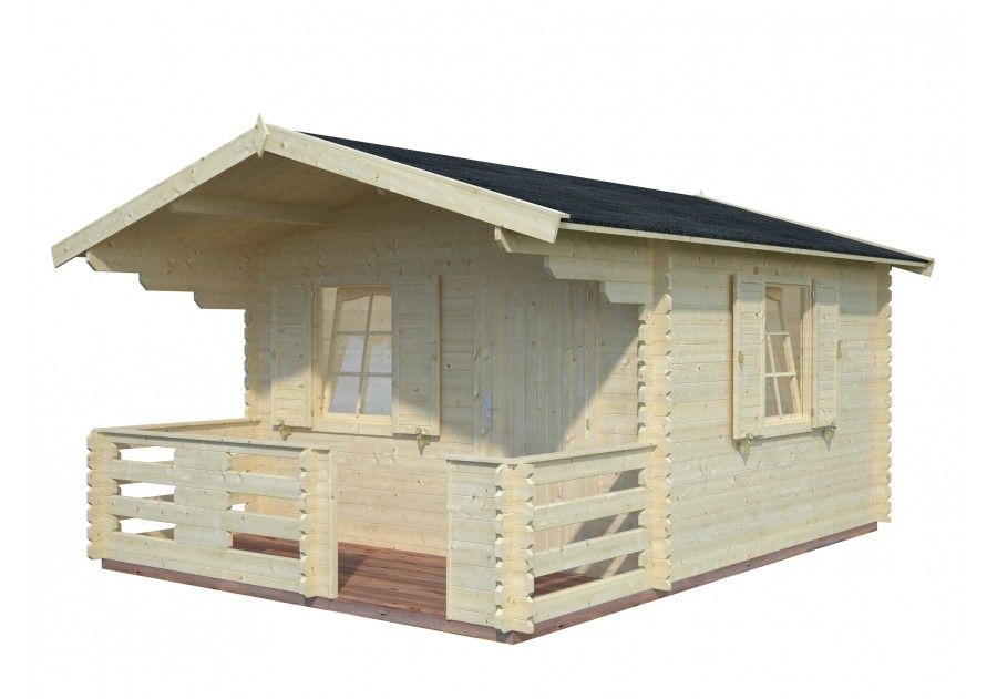 Domek letniskowy drewniany z tarasem z balika ogrodowy 3.5 x 3.5m 34mm