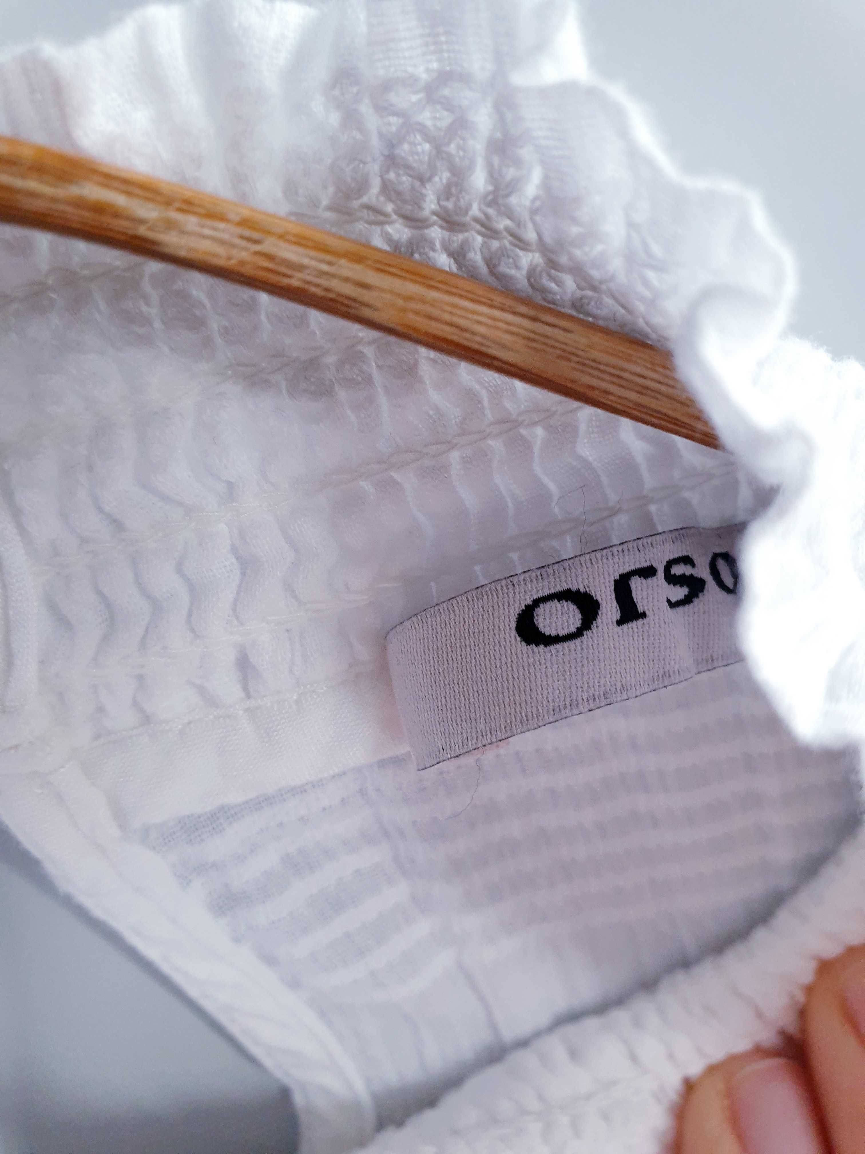 Biała bluzka koszula z falbankami w stylu retro Orsay 40