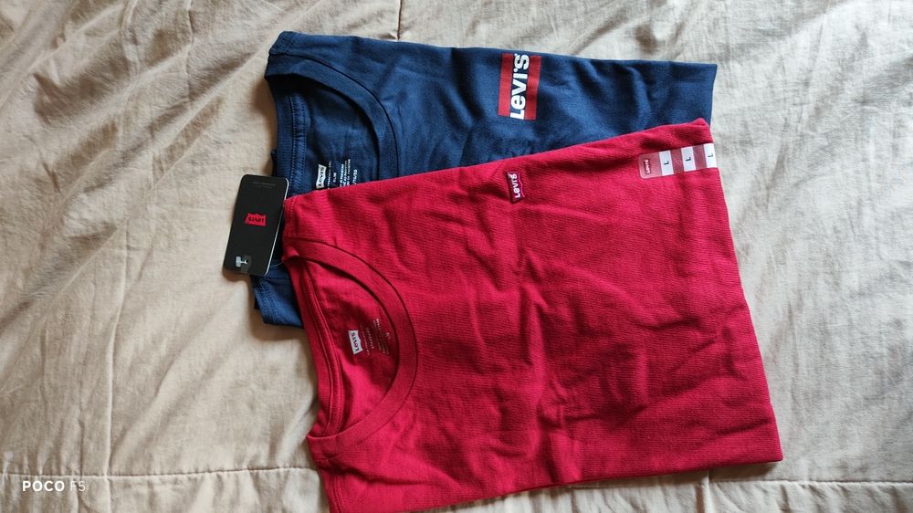 Levi's dwa t-shirty granatowy i czerwony rozm XL L