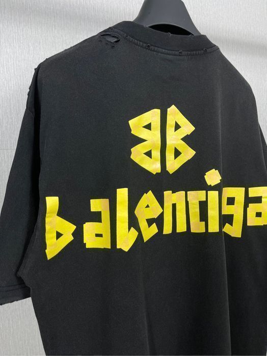 BALENCIAGA tape type брендовая футболка оверсайз винтажная мужская
