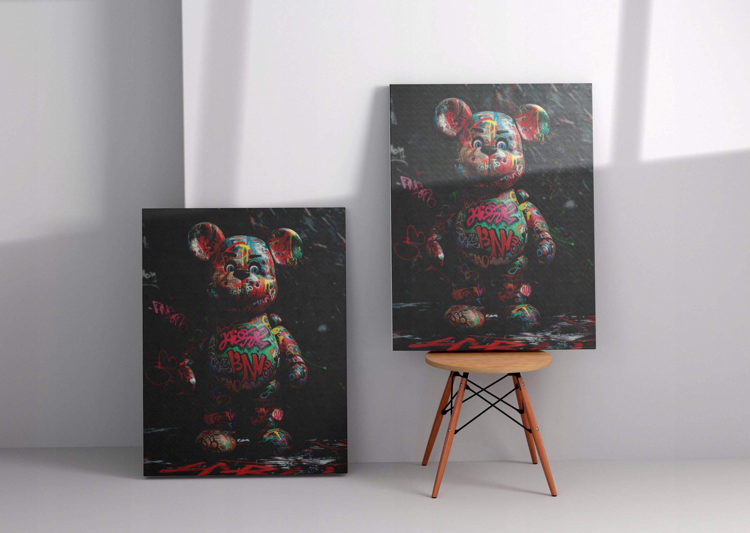 Obraz na płótnie "Grafitti Miś" 75x100 cm - Nowoczesna Sztuka Uliczna