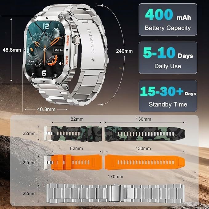 Zegarek smartwatch męski rozmowy polskie menu puls ciśnienie powiado