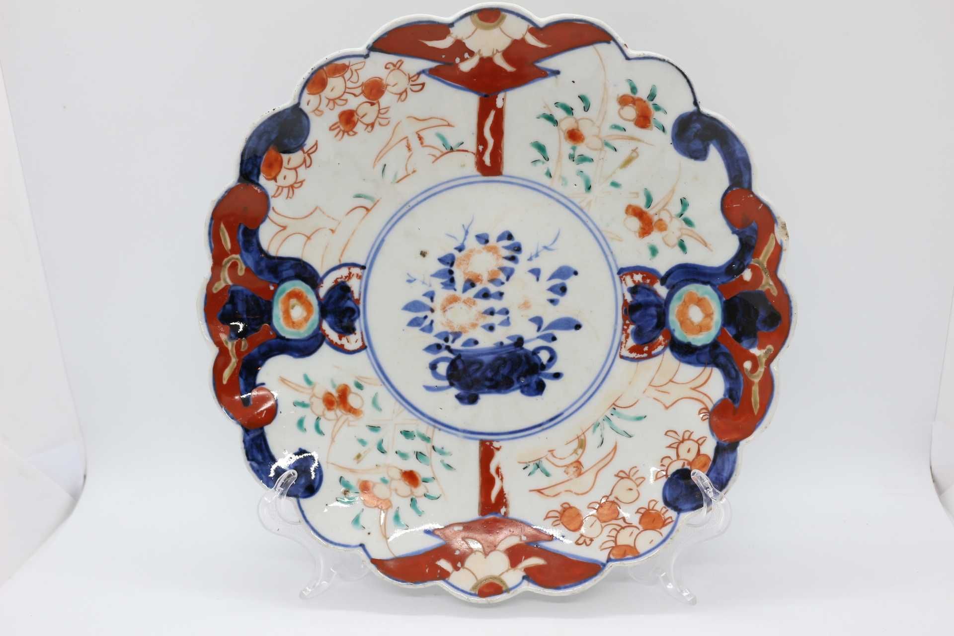 Prato Porcelana Chinesa Recortado Decoração Imari XIX (1)