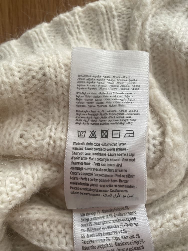 Sweter welniany Woolmark Blend,  tunika z alpaką