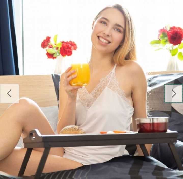 Bambusowa taca śniadaniowa składana Relaxdays