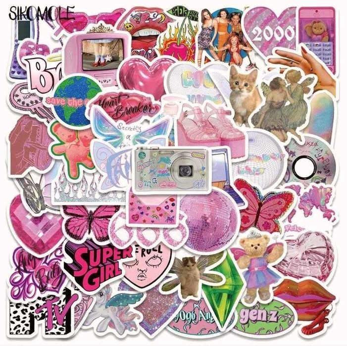 Наклейки стикеры в стиле Y2K и Gen Z 50шт