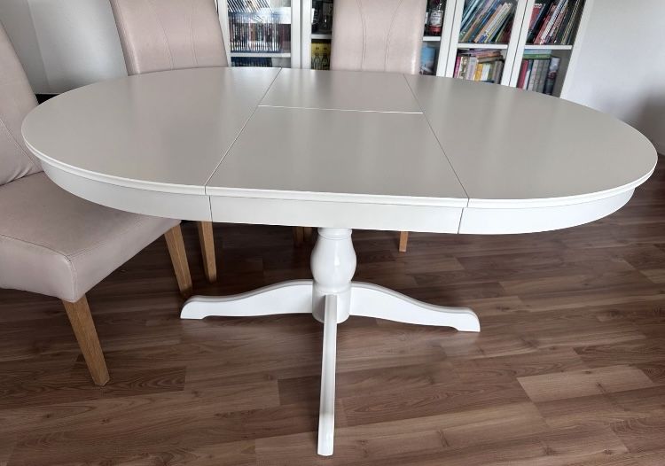 Stol  rozkladany ingatorp okragly bialy ikea / 3 krzesla