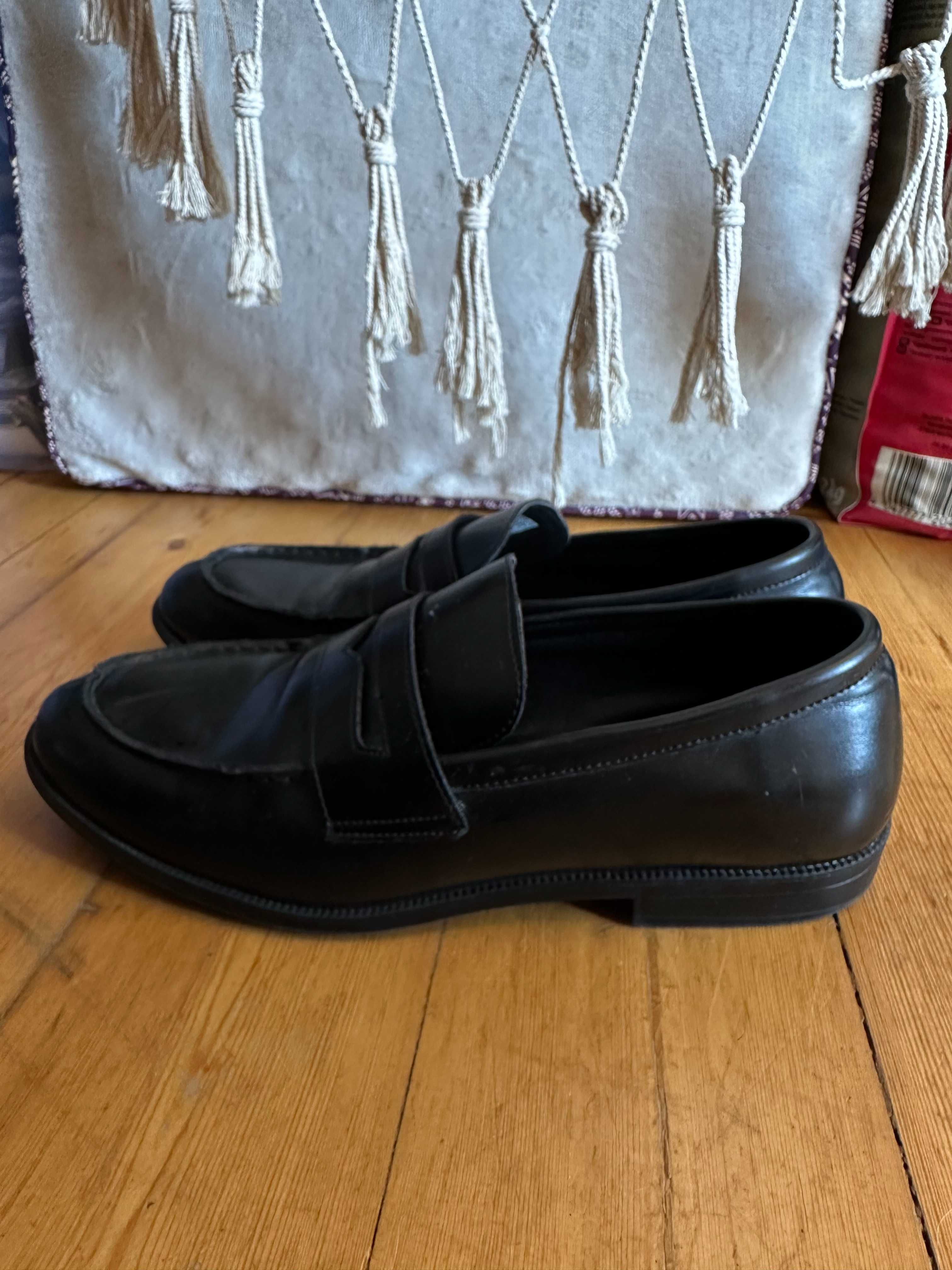 Mokasyny męskie loafersy czarne zalando essentials 42