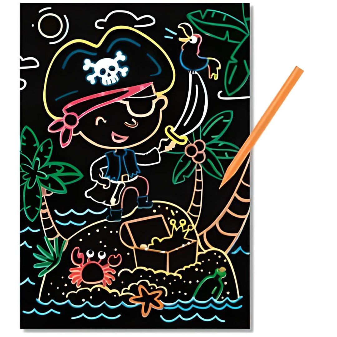 Zdrapka artystyczna "pirat" malowanie metodą scratch dla najmłodszych
