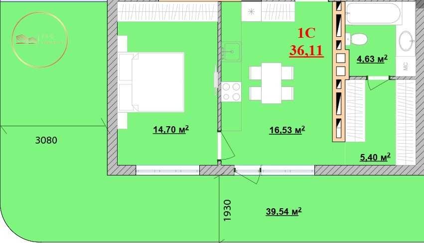 Продаж однокімнатної квартири з терасою.