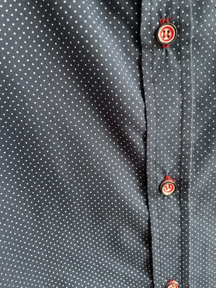 Granatowa koszula w kropki roz 110-116