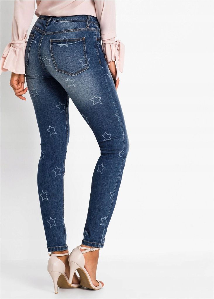 bonprix jeansowe spodnie rurki z kieszeniami 52 vv