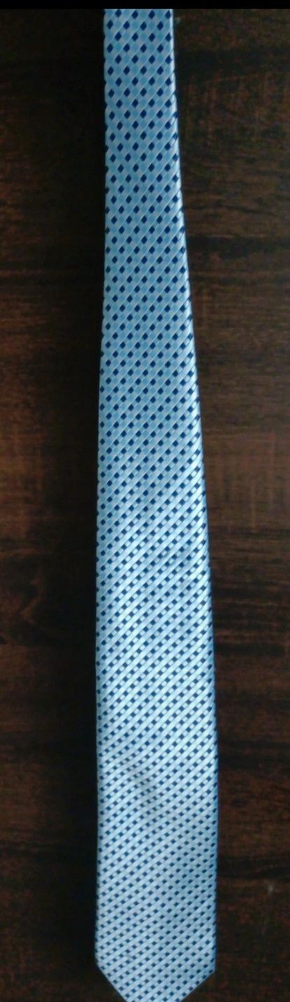 2. Niebieski krawat w kratkę Marks& Spencer stan idealny