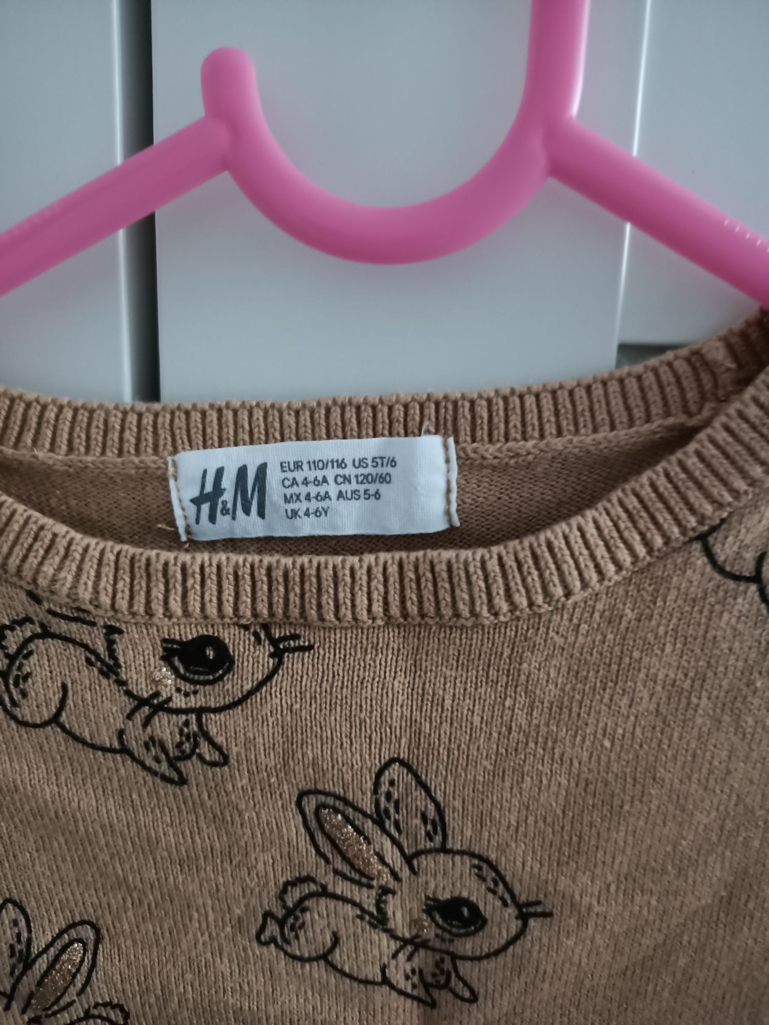 Sweterek dziewczęcy H&M r. 110/116