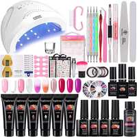 Kit Unhas Comp 10 Polygel+ Base+ Top Coat+ Catalisador 48W+ Artigos