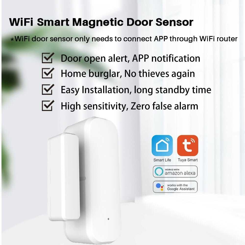 Tuya Sensor de Porta Inteligente Wi-Fi Porta Janela Abrir Alarme
