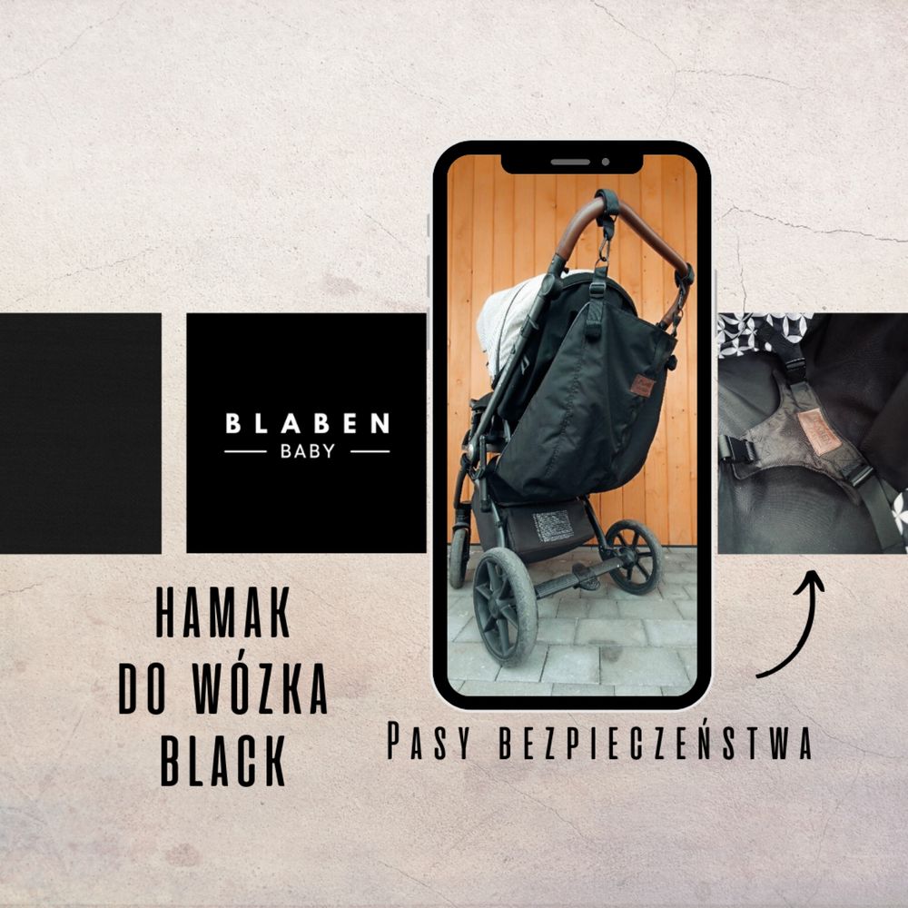 Hamak do wozka z pasem bezpieczeństwa blaben baby black