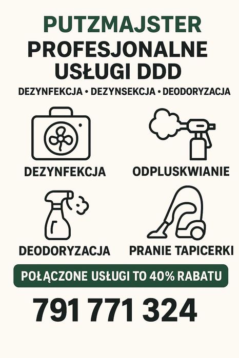 Pranie tapicerki, odpluskwianie, dezynsekcja, dezynfekcja, ozonowanie