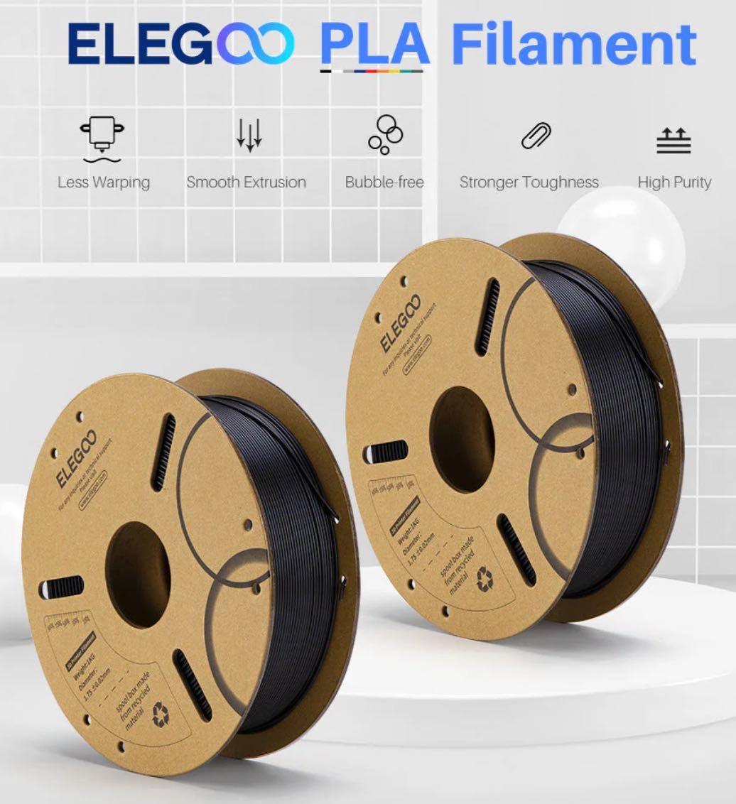 Filamento PLA Elegoo - rolos de 1Kg (Preto)