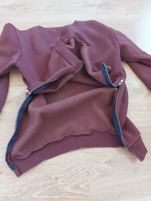 The Fancy damska bluza brązowa sweater z zamkiem z każdej strony M - L