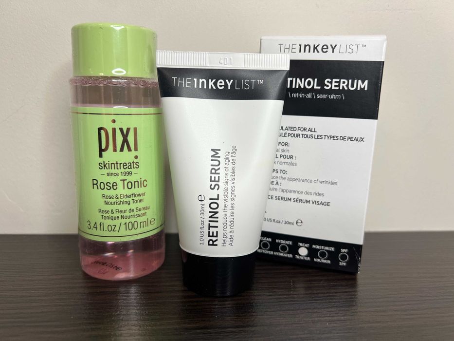PIXI Collagen Tonik 100ml + INKEY LIST Serum z retinolem 30ml travel