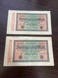 2 banknoty Niemcy 20 000 Marek 1923r