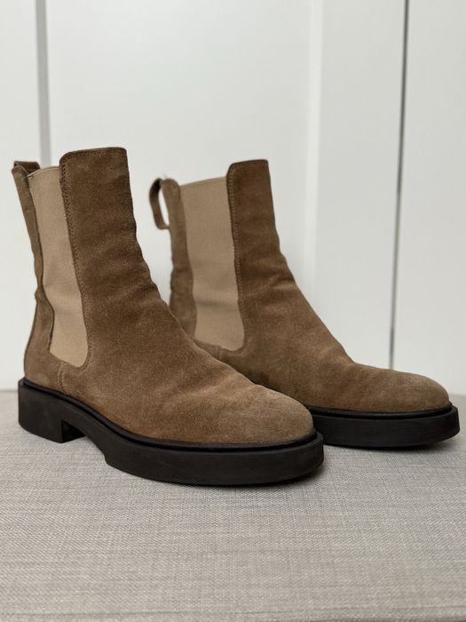 Kazar skórzane sztyblety zamszowe • Khaki/brąz • rozmiar 39 Eleganckie