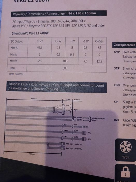 Zasilacz do komputera Silentium PC Vero L1 600W