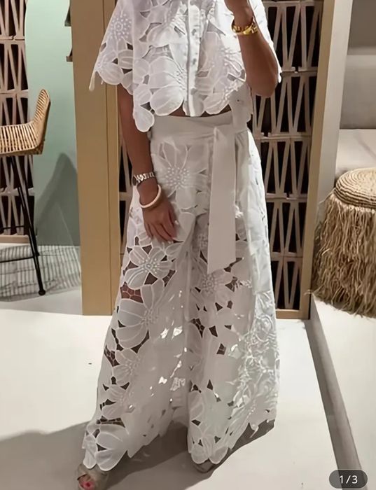 Святковий нарядний костюм мереживо, кружево штани палаццо