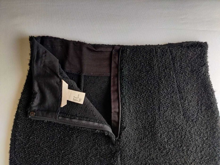 Saia Lápis Inverno Preta Midi Malha Texturizada Black Pencil Skirt 38