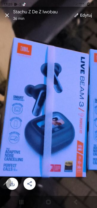 Słuchawki dokanałowe JBL Live Beam 3 ANC Czarn