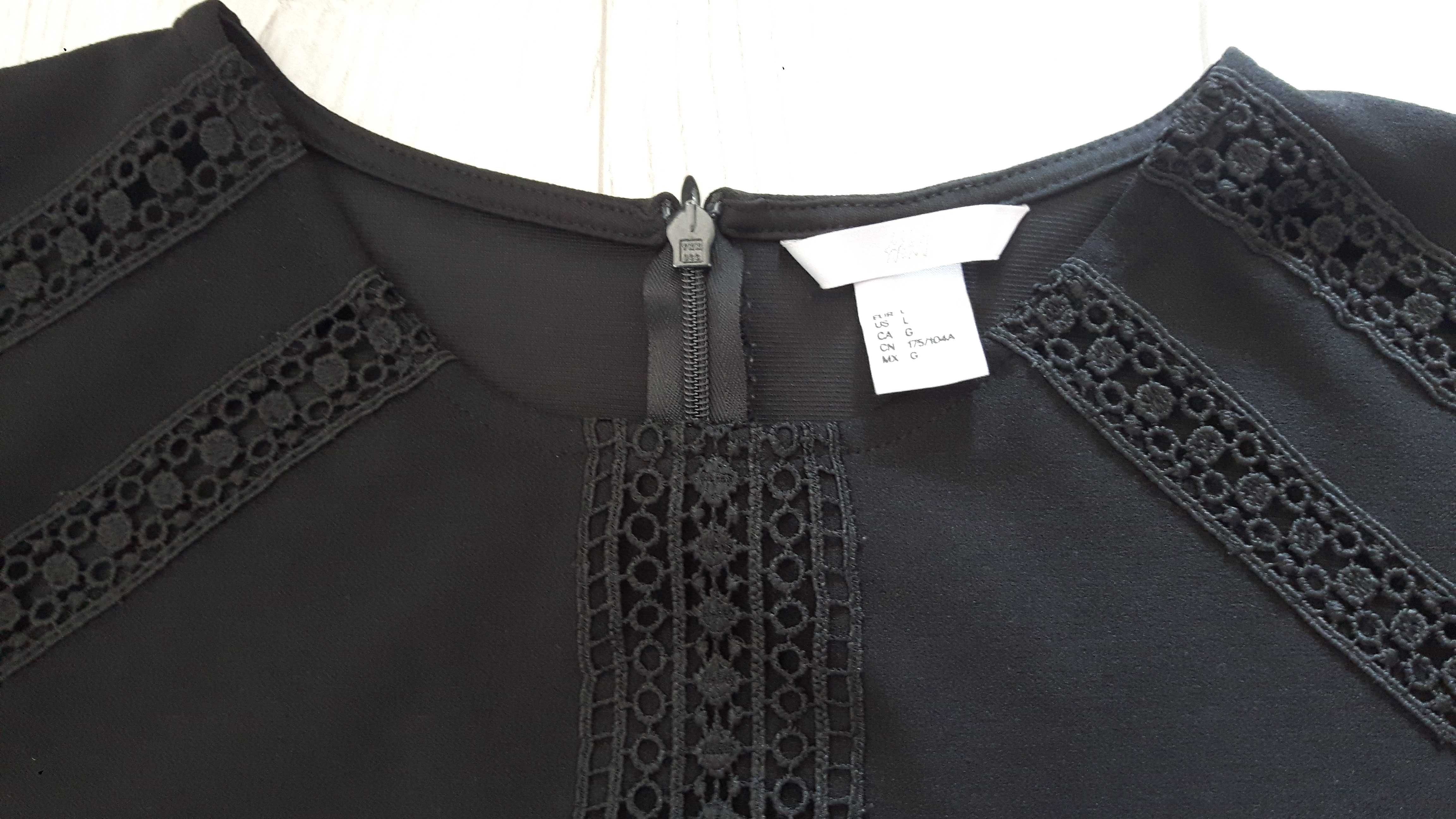 Sukienka nowa H&M czarna z haftem, r. L