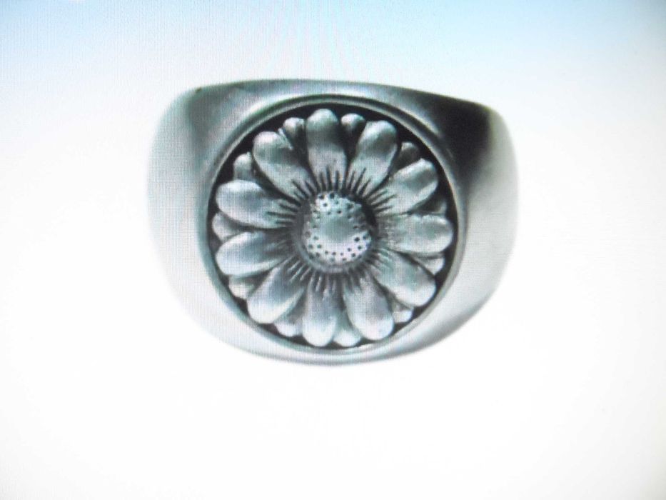 Anel de metal prateado com flor, da PEDRA DURA (portes incluídos)