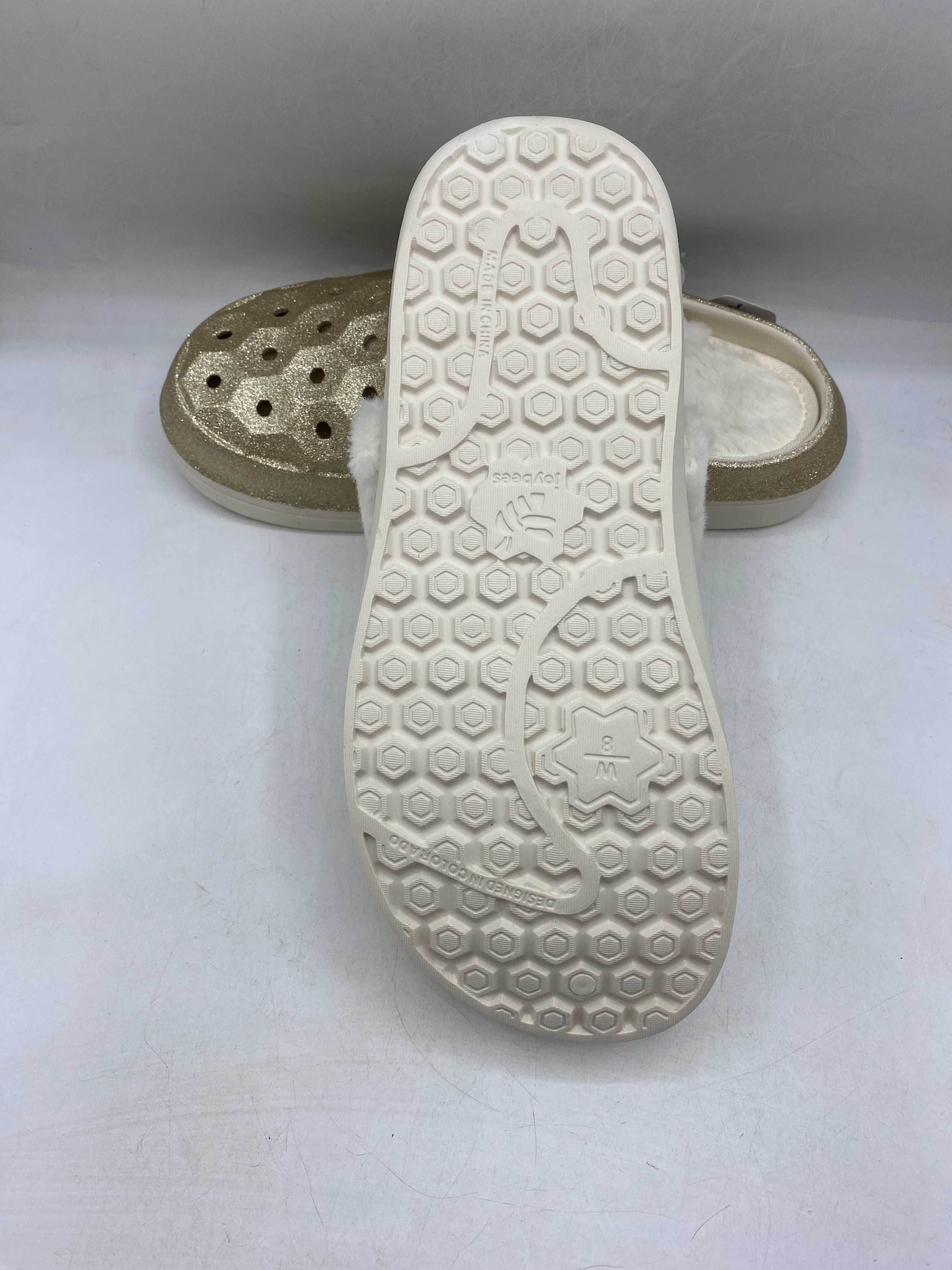 Крокси joybees varsity lined clog trendsetter gold glitter\natural