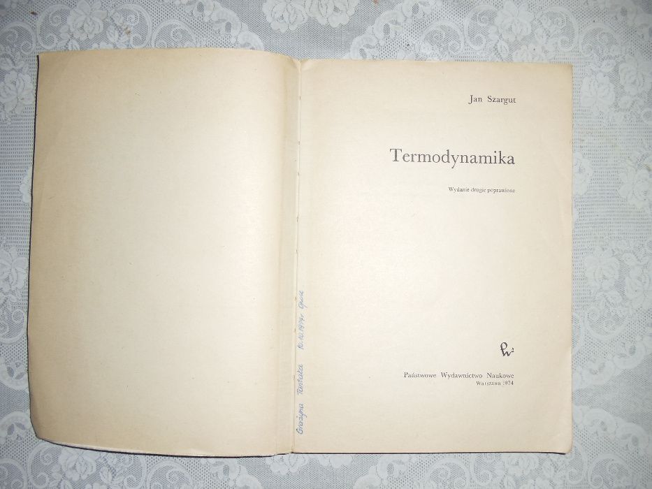 Książka naukowa"Termodynamika"Jana Szarguta.