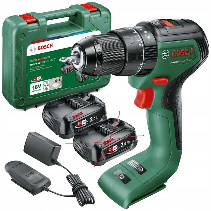 Wiertarko wkrętarka akumulatorowa 1x2Ah BOSCH UnivImpact 18V-60