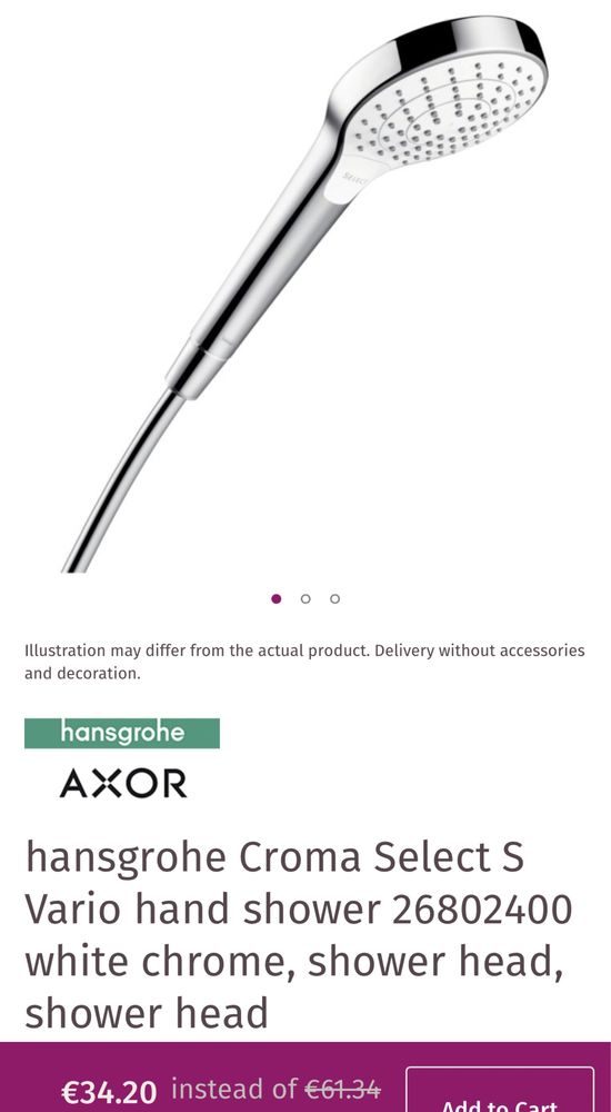 hansgrohe Croma Select S Vario hand shower white chrome