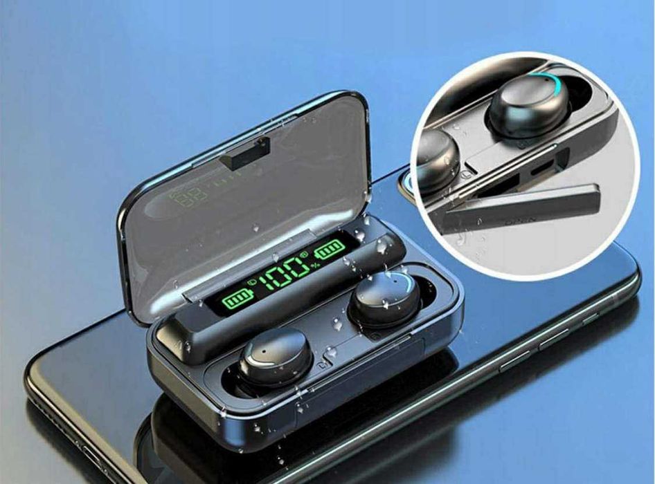 SŁUCHAWKI bezprzewodowe douszne bluetooth z etui powerbank I dotykiem